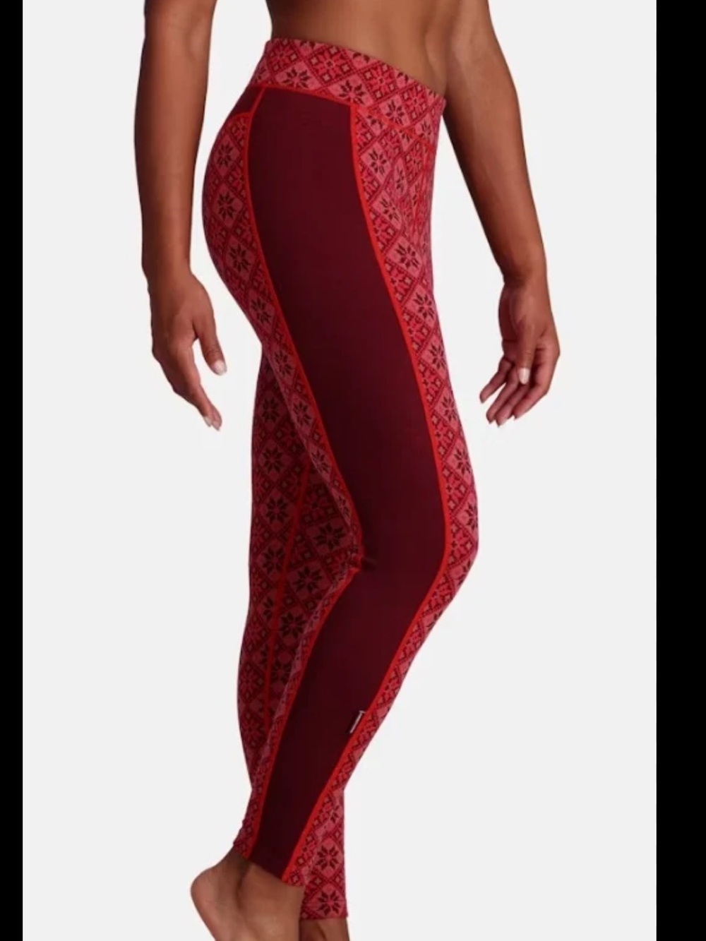 Kari Traa Maroon & Red Patterned High-Rise Leggings